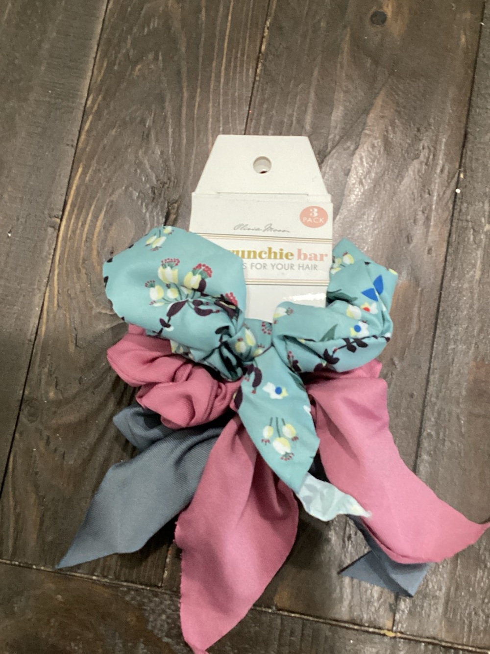 Floral & Pink Scrunchie Set - 3 Pack Hair Accessories